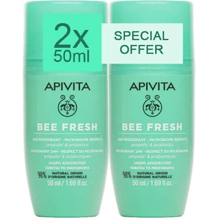 Apivita Bee Fresh Deodorant 24h Roll-On Deodorant Aluminiumfrei 2x50ml
