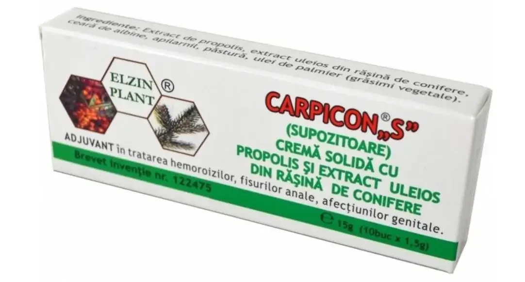 Suppositories Carpicon S, 10 pieces x 1 g, Elzin Plant
