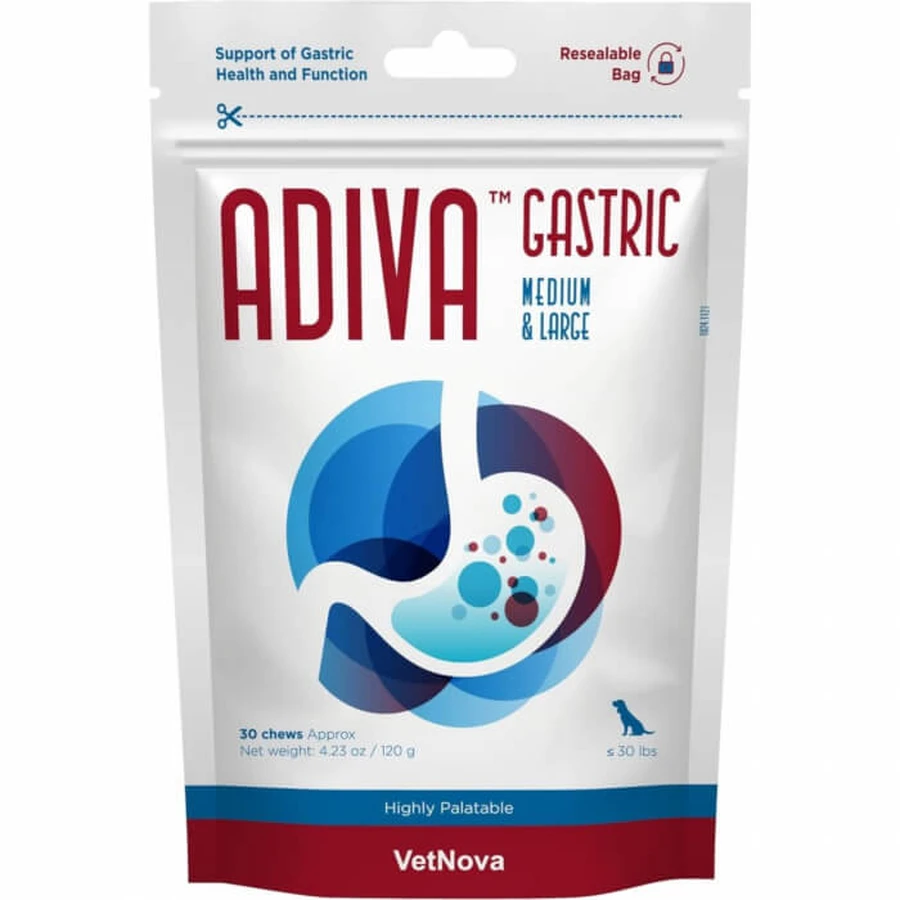 Alimento complementario, protección gástrica completa, ADIVA® Gastric Chews Medium & Large, VetNova, 30 masticables