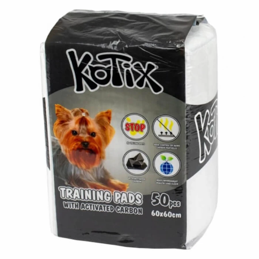 Satz von 50 hygienischen absorbierenden Matten für Hunde Kotix, mit Aktivkohle, 60 x 60 cm