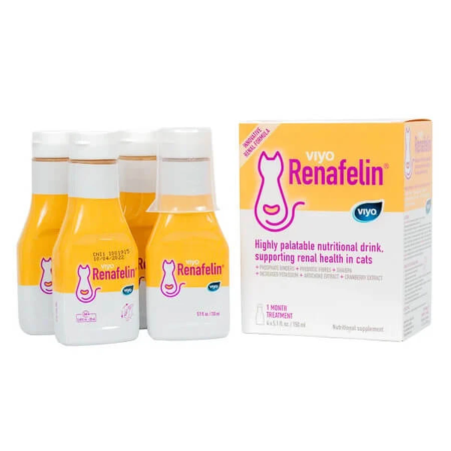 Renafelin Voedingsdrank voor een Gezonde Nierfunctie bij Katten, 4 x 150 ml, Viyo