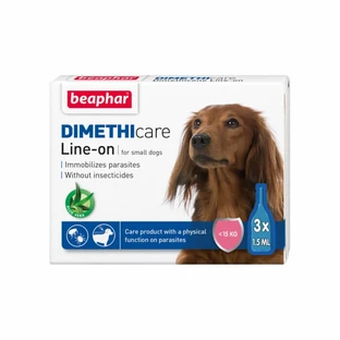 Pipeta antiparasitaria DIMETHICARE LINE-ON para perros S BEAPHAR <15 kg, 3 pip x 1,5 ml