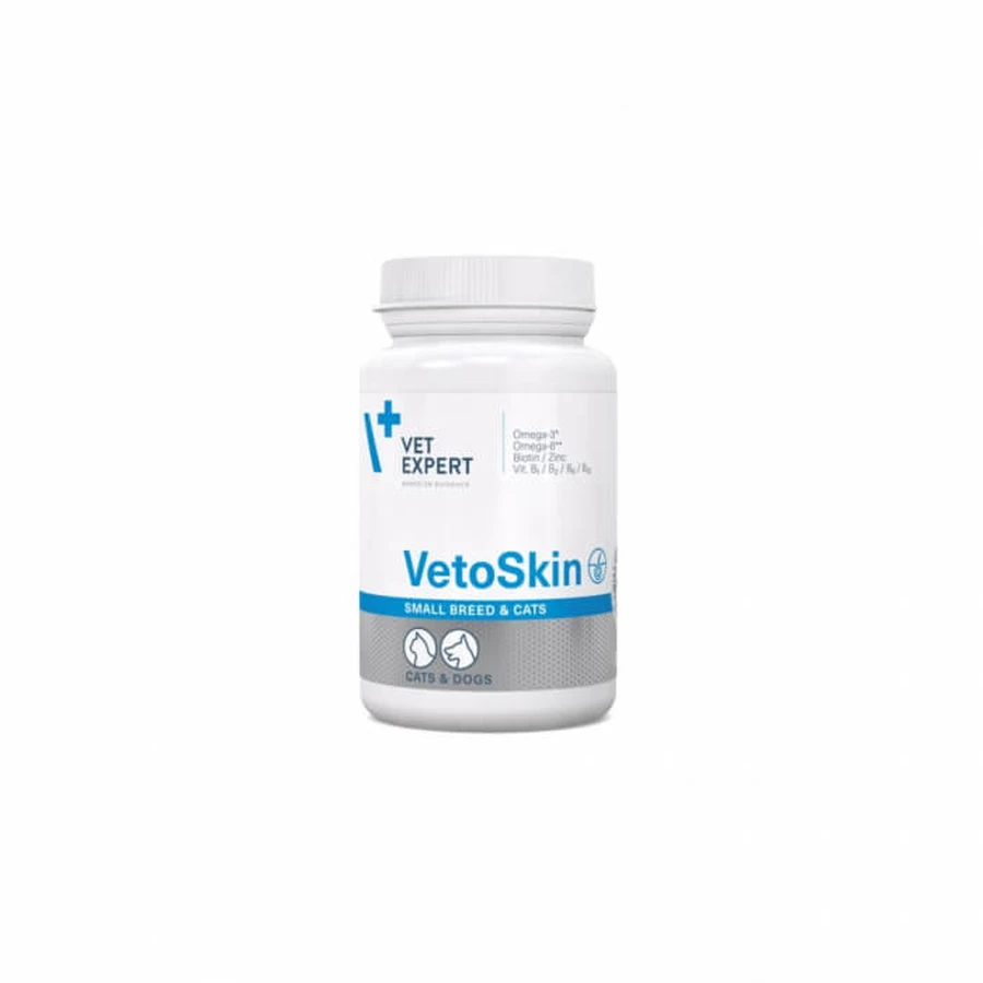 VetoSkin Twist-Off, huidondersteuning voor kleine honden en katten, 60 capsules, VetExpert