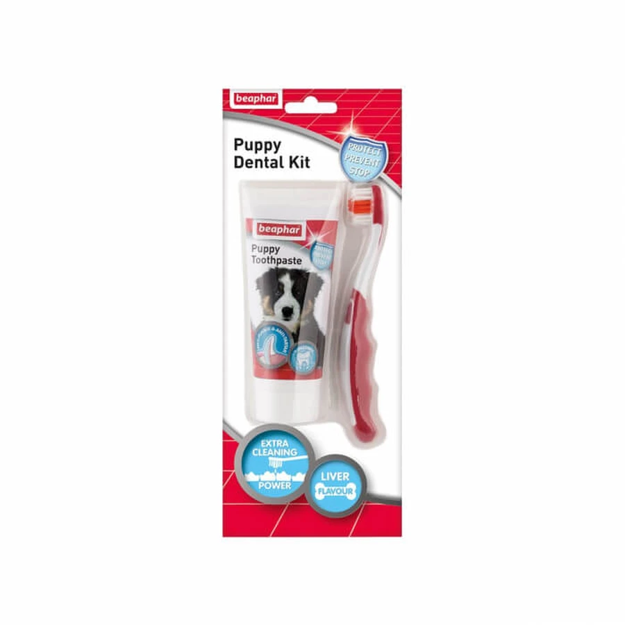 Kit dentífrico+pasta dentífrica para cachorros beaphar 50g
