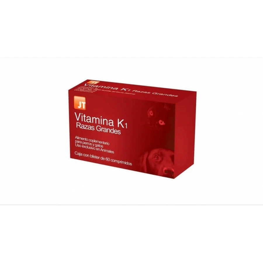 JT- VITAMIN K1 VITAMIN K1 LARGE BREED voor honden en katten, 60 tabletten - delistat