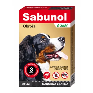 Antiparasitic collar for dogs , Sabunol GPI medium size 10-25 kg Black , 50 cm