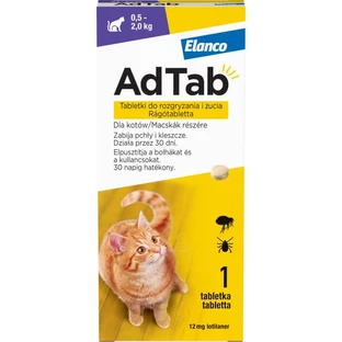 AdTab 12 mg comprimidos masticables para gatos contra pulgas y garrapatas (0,5-2 kg) - 1 comprimido