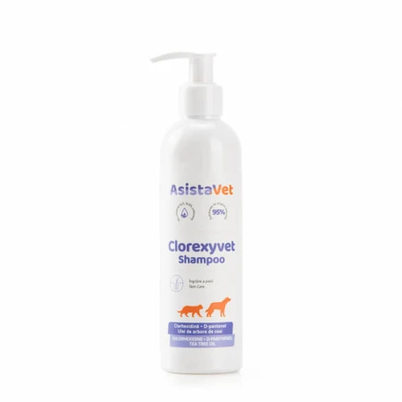 Antiseptisches und feuchtigkeitsspendendes dermatologisches Shampoo mit Chlorhexidin 3% Clorexyvet