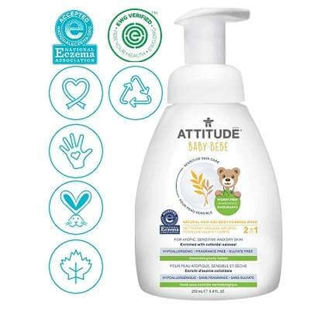 Sensitive Skin hair and body foam, +0 months, 250 ml, Attitude