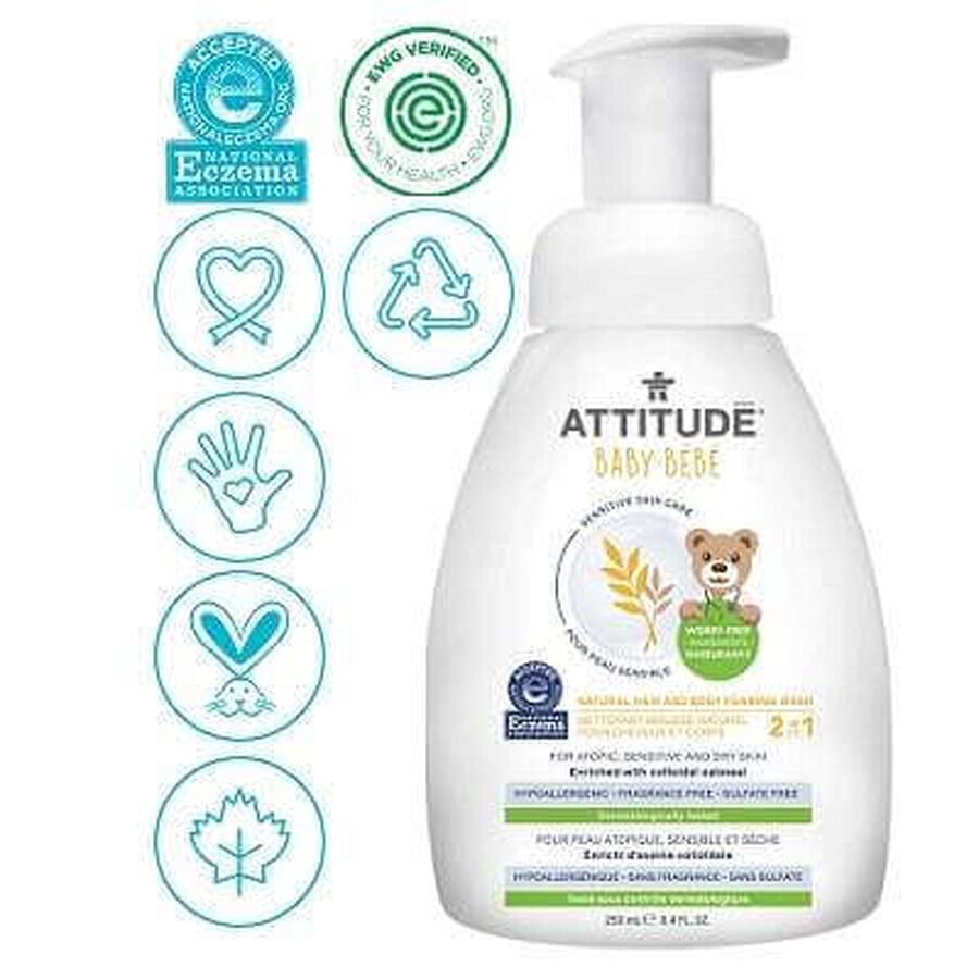 Sensitive Skin hair and body foam, +0 months, 250 ml, Attitude