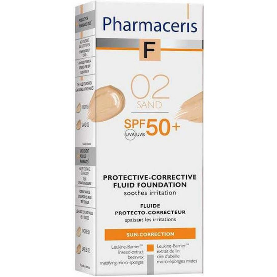 Pharmaceris Protective - Corrective Fluid Foundation Facial Sun Cream SPF50 with Pigment 02 Sand 30ml