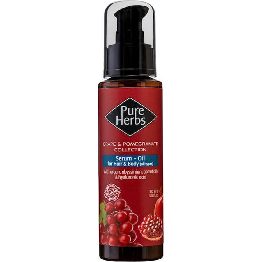 Pure Herbs Druif/ Granaatappel Hydraterend Lichaamsserum met Hyaluronzuur & Kokosnoot Kokossmaak voor de droge/zeer droge & gevoelige huid 100ml
