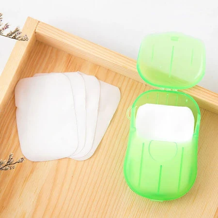 Mini Papier Seife Flippy Seife Flippy Einweg Portable Box geeignet für Reisen 20 Stück Grün