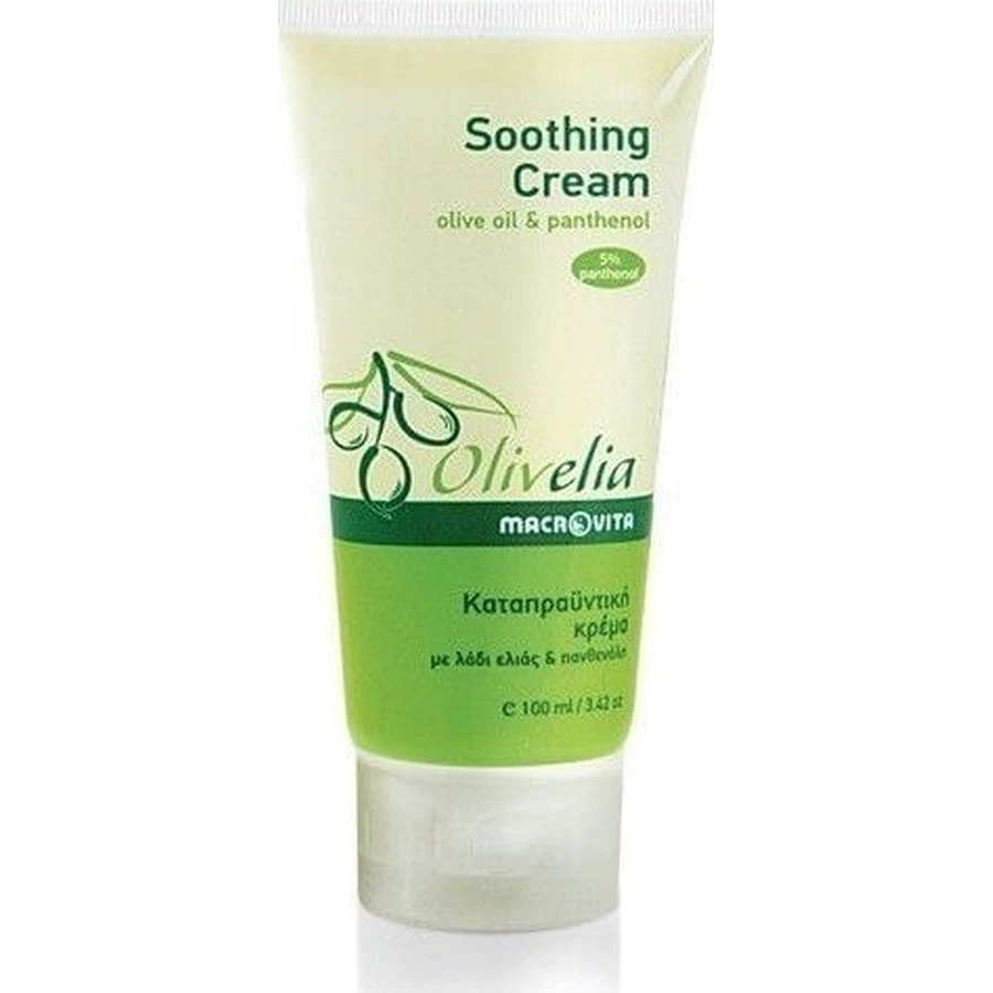 Macrovita Olive-Elia Crème apaisante à l'huile d'olive et au panthène Crème hydratante pour le corps pour tous les types de peau 100ml