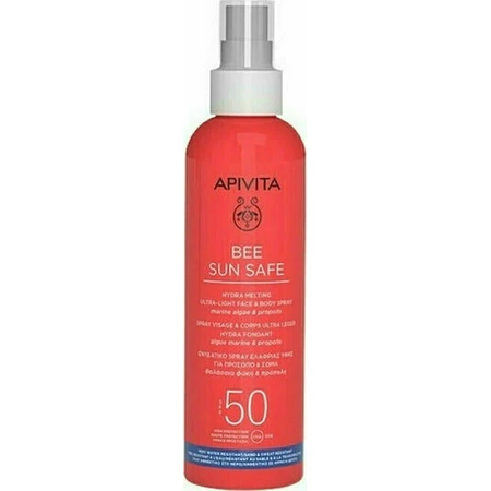 Apivita Bee Sun Safe Hydra Melting Ultra Light Water Resistant Sunscreen Lotion für Gesicht und Körper SPF50 in Spray 200ml