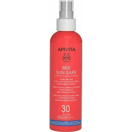 Apivita Bee Sun Safe Hydra Melting Ultra Light Water Resistant Sun Lotion voor gezicht en lichaam SPF30 Spray 200ml