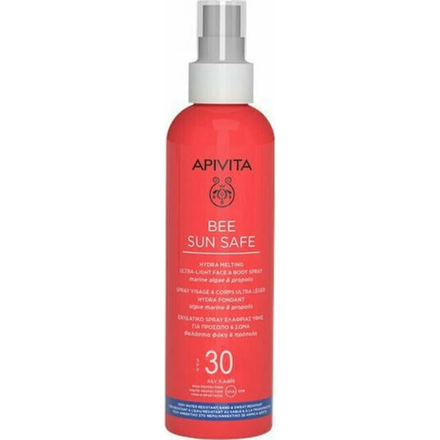 Apivita Bee Sun Safe Hydra Melting Ultra Light Water Resistant Sun Lotion voor gezicht en lichaam SPF30 Spray 200ml