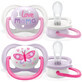 Ultra air soother, 0-6 months, Text design, girls, 2 pieces, SCF080/02, Philips Avent