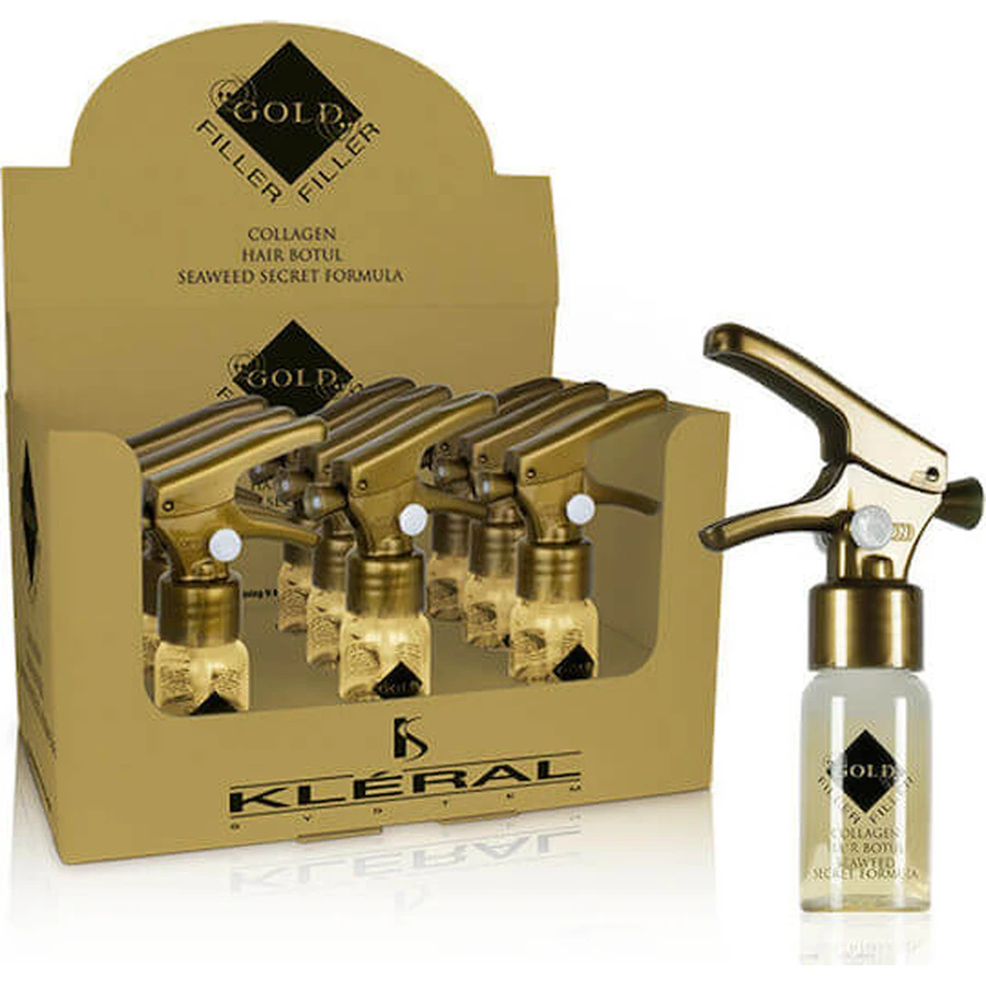 Kleral Semi Di Lino Relleno Oro Colágeno Ampolla Capilar Botella 9x10ml