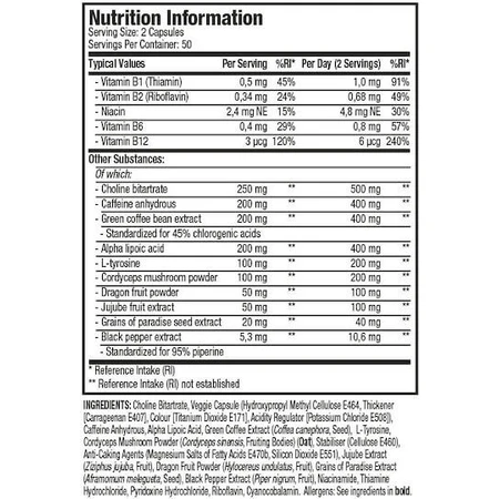 MuscleTech Hydroxycut Hardcore Super Elite 100 gélules végétales