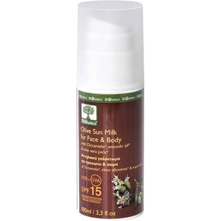 Bioselect Leche Solar de Oliva Crema Facial y Corporal SPF15 100ml
