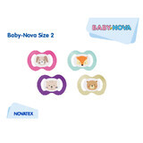 Symmetrical decorated soothers without ring, Talia 2, 6-18 months, 2 pcs, Baby Nova