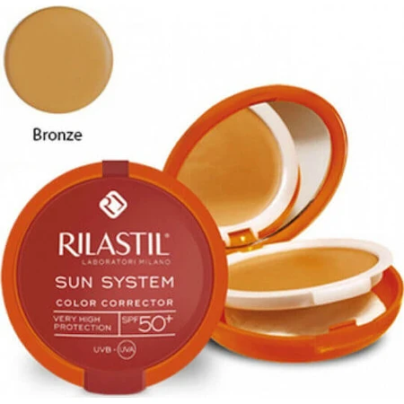 Rilastil Sun System Uniforming Compact Sonnenschutz Gesicht Puder SPF50 mit Pigment 03 Bronze 10gr