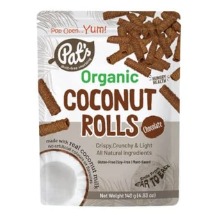 Organic crunchy chocolate coconut coconut crispy rolls, 140 g, Pat's