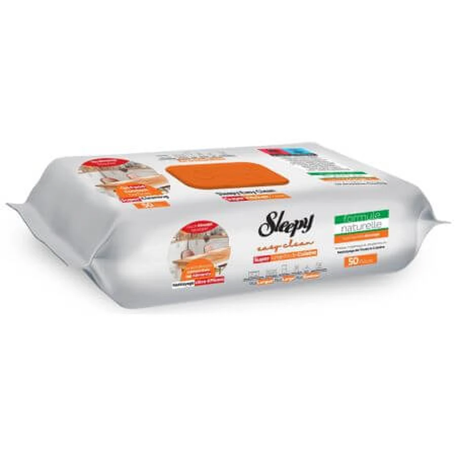 Lingettes de cuisine Easy Clean, huile d'orange, 50 pièces, Sleepy