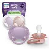 Philips Avent Ultra Zachte Fopspeen Philips Avent Ultra Zachte Fopspeen, Roze/Mov, 6-18 maanden, SCF091/43, 2 stuks, Philips