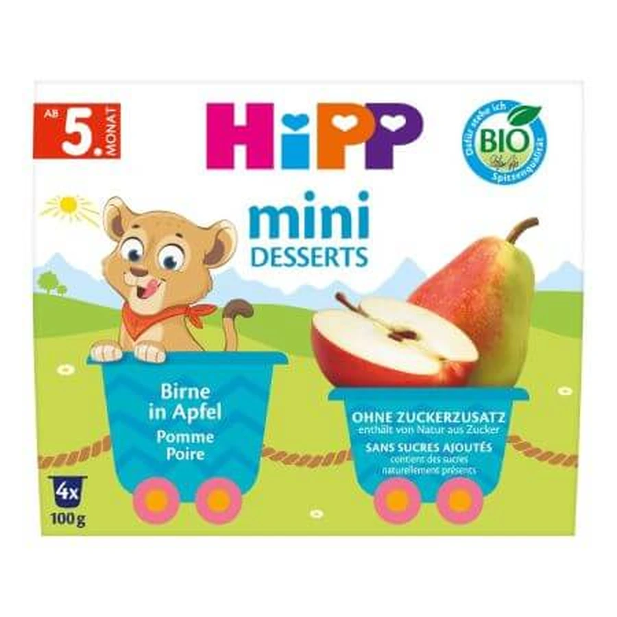 Mini organic dessert with apples and pears, 4 x 100 g, Hipp