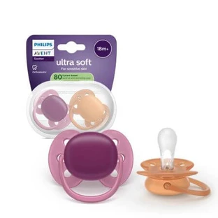 Philips Avent Ultra Soft Chupete Chupete Philips Avent, Morado/Naranja, 18 meses+, SCF093/03, 2 piezas, Philips