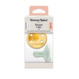 Chupete ortodóntico de silicona, amarillo/verde menta, 0-6 meses, 2 piezas, Tommee Tippee