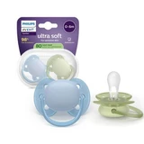 Philips Avent Ultra Zachte Fopspeen Philips Avent Ultra Zachte Fopspeen, Blauw/Groen, 0-6 maanden, SCF091/37, 2 stuks, Philips