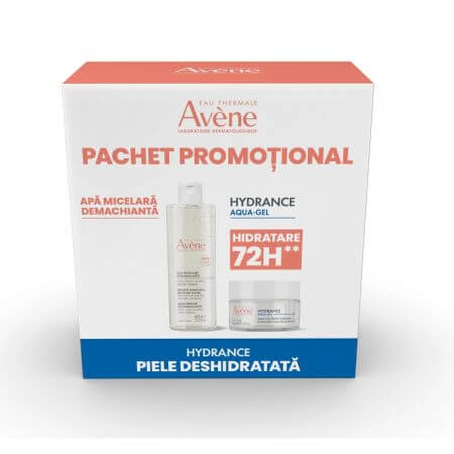 Pack Hydrance Aqua gel + Eau micellaire nettoyante, 50 ml + 400 ml, Avène
