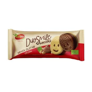 Galletas ecológicas con relleno de avellana sin gluten Duosmile, 40 g, Vivibio