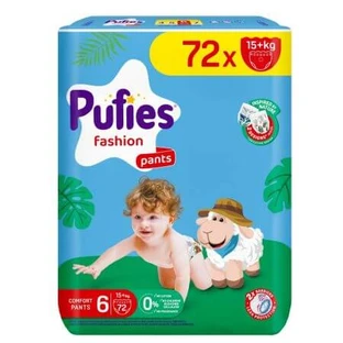 Nappies Mega XL Fashion, Nr. 6, 15+ kg, 72 pcs, Pufies