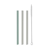 3er-Set Silikontrinkhalme + Reinigungsbürste Platinum, Sage Green, Kikka Boo
