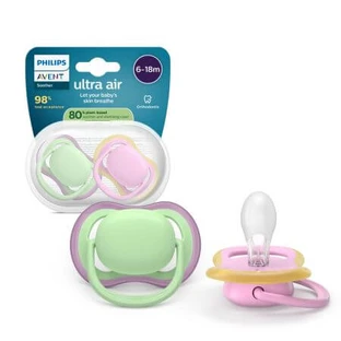 Philips Avent Ultra Air Pacifier Pacifier Philips Avent, Pink/Green, 6-18 months, SCF087/12, 2 pieces, Philips