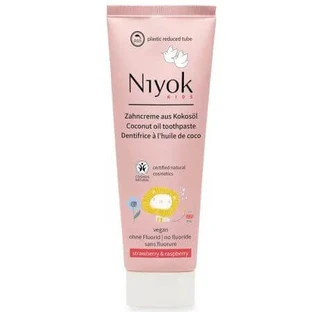 Pasta de dientes para niños con aceite de coco, fresa y frambuesa, 75 ml, Niyok