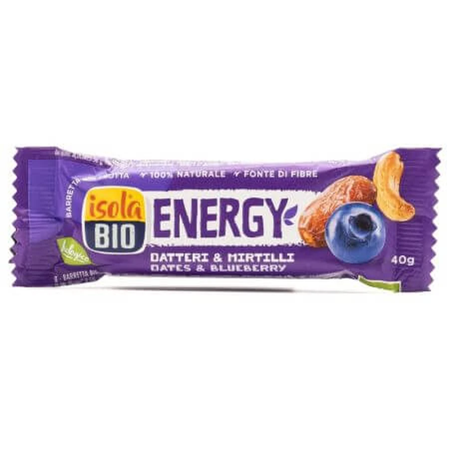 Bio Energy Bar with blueberries and dates, 40 g, Isola Bio