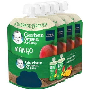 Pack Puré de mango bio, 4 meses+, 4 x 80 g, Gerber