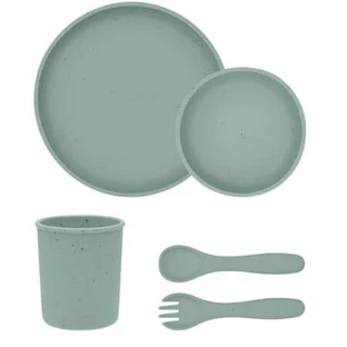 Complete siliconen maaltijdset voor baby's Platinum, saliegroen, 6 maanden+, 5 stuks, Kikka Boo