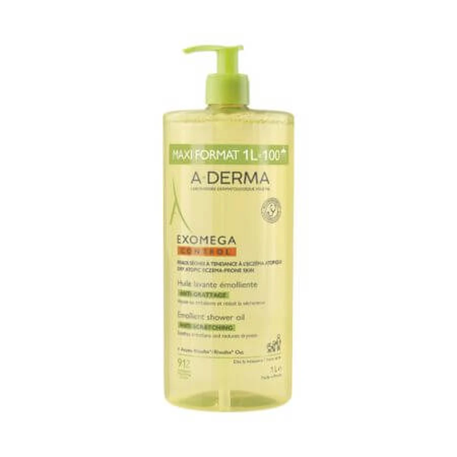 Emollient shower oil, dry skin, atopic skin Exomega Control, 1 liter, A-Derma