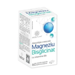 Magnésium Bisglycinate avec Vit B6, 60 gélules végétariennes gastro-résistantes, BioSunLine