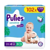 Wickelwindeln Mega Maxi Sensitive, Nr. 4, 9-14 kg, 102 Stück, Pufies