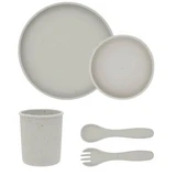 Komplettes Silikon-Baby-Mahlzeitenset Platin, Sand, 5 Teile, Kikka Boo