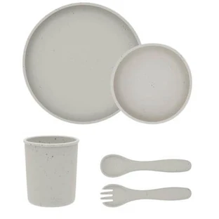 Komplettes Silikon-Baby-Mahlzeitenset Platin, Sand, 5 Teile, Kikka Boo