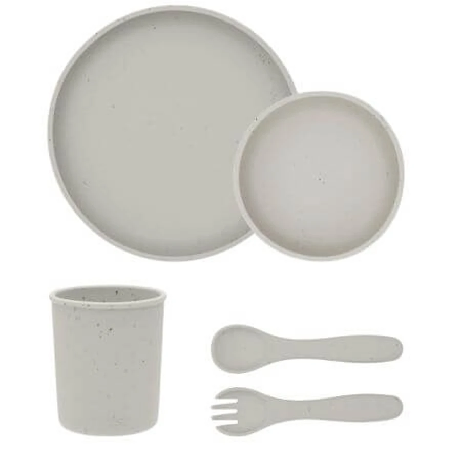 Komplettes Silikon-Baby-Mahlzeitenset Platin, Sand, 5 Teile, Kikka Boo