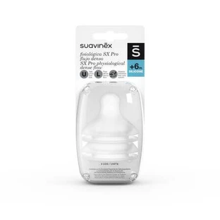 Sauger für Flasche mit dichtem Durchfluss SX Pro, 6 Monate+, 2 Stück, Suavinex